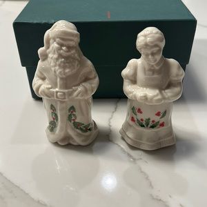 Lenox China Old World Santa & Mrs Claus Salt & Pepper Shaker Set Classic Ivory